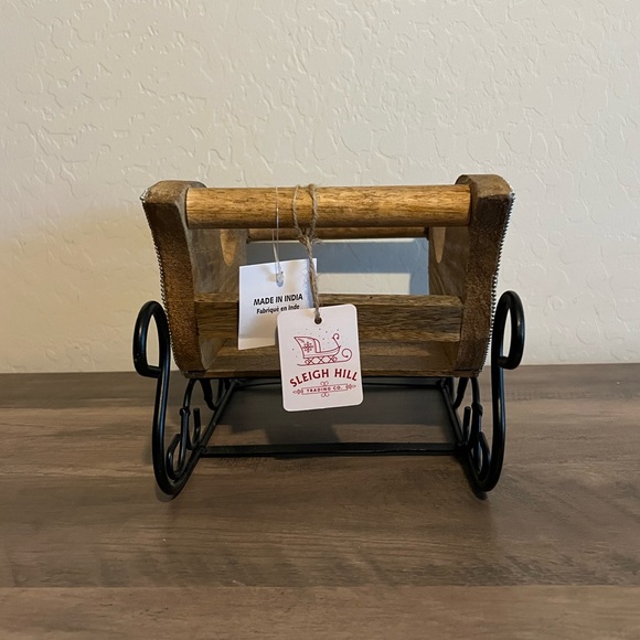 Sleigh Hill Wooden Santa Sleigh with Disco Mirror Ball Accents Christmas Decor - Picture 5 of 14